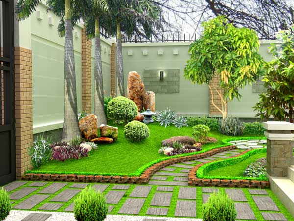 Mẫu thiết kế tiểu cảnh sân vườn biệt thự đẹp 1