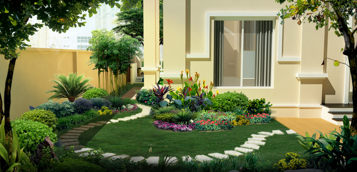 Mẫu thiết kế tiểu cảnh sân vườn biệt thự đẹp 5