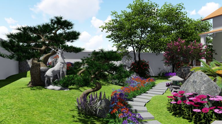 Mẫu thiết kế tiểu cảnh sân vườn nhà cấp 4 nông thôn 7