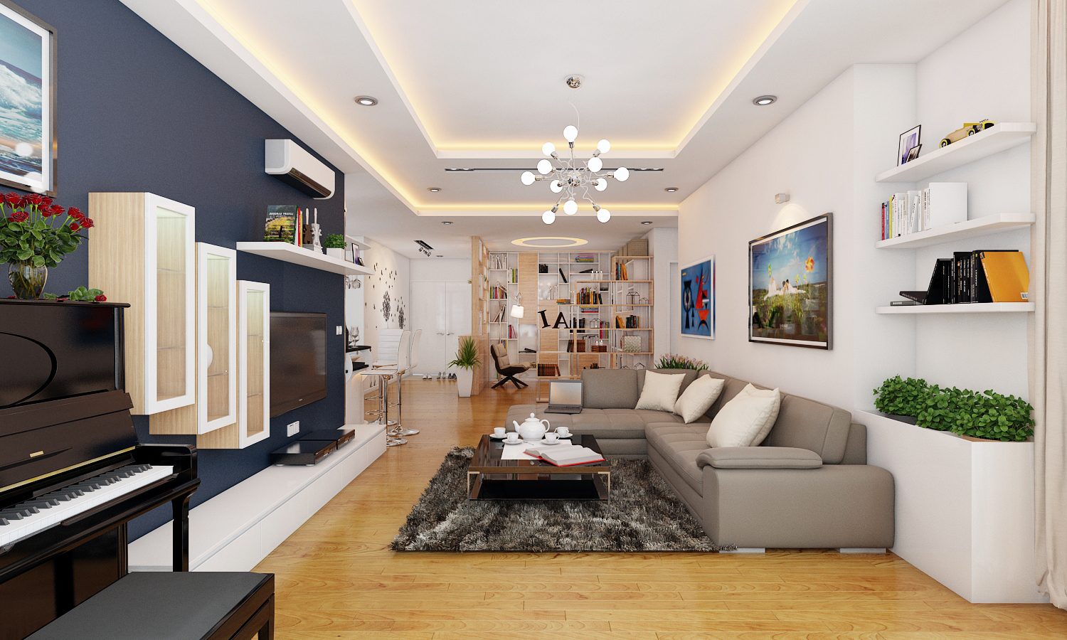Mẫu thiết kế nội thất phòng khách chung cư mang tính thẩm mỹ cao11