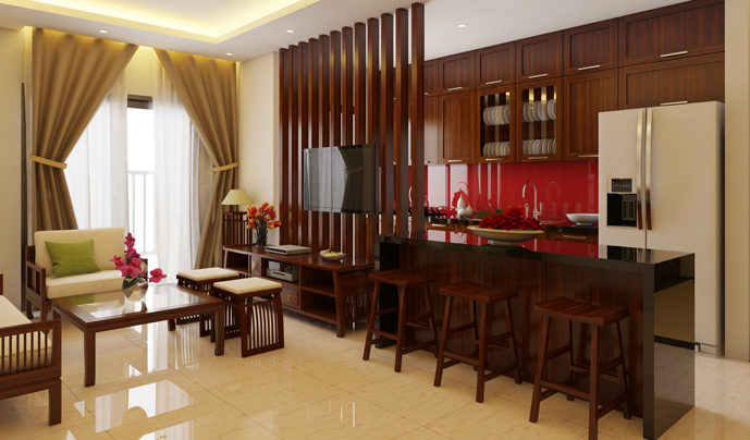 Thiết kế nội thất phòng khách bằng gỗ13