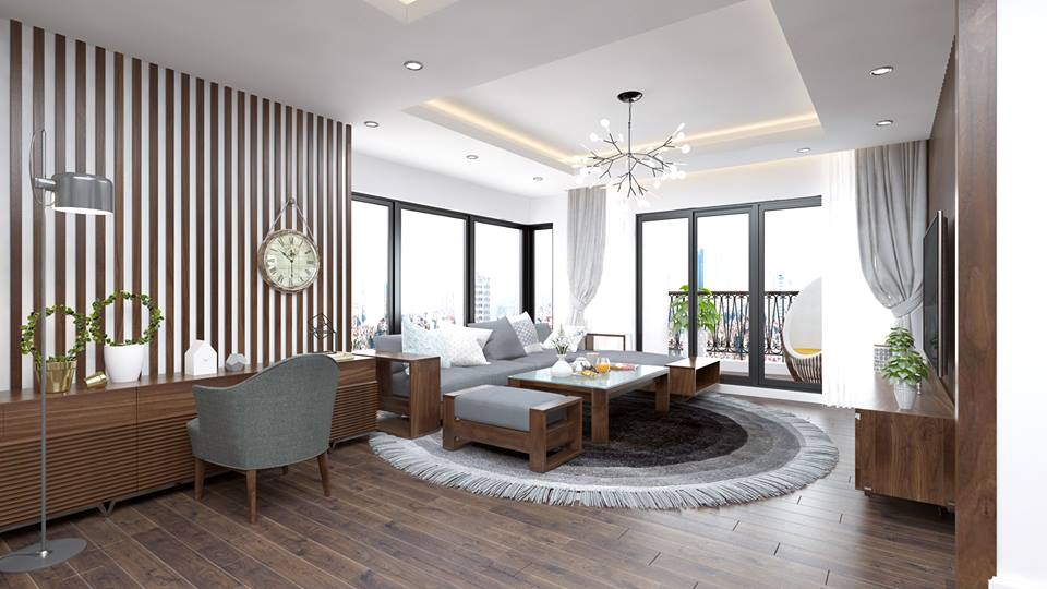Thiết kế nội thất phòng khách bằng gỗ4