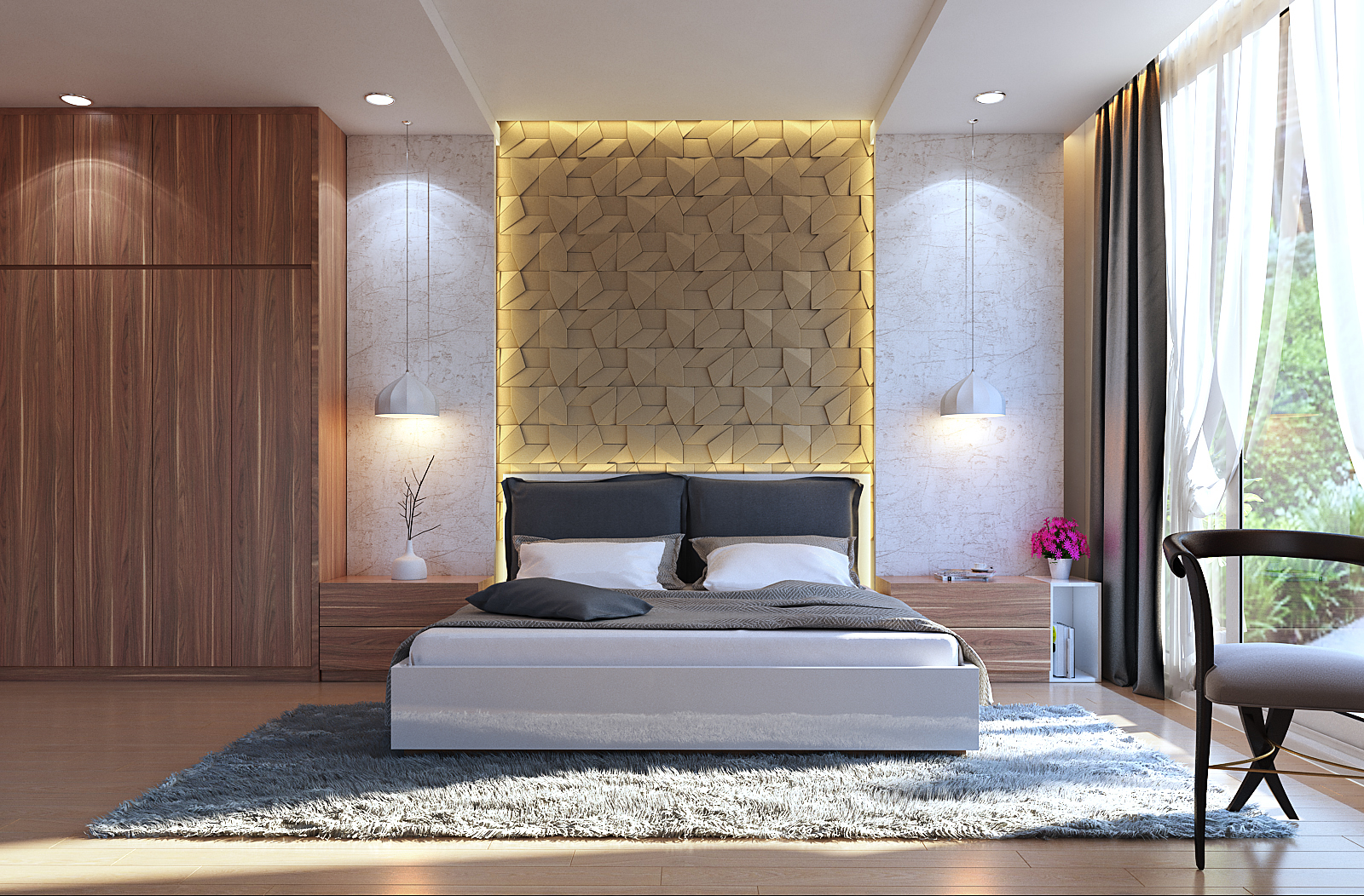 Thiết kế nội thất phòng ngủ hiện đại đơn giản3