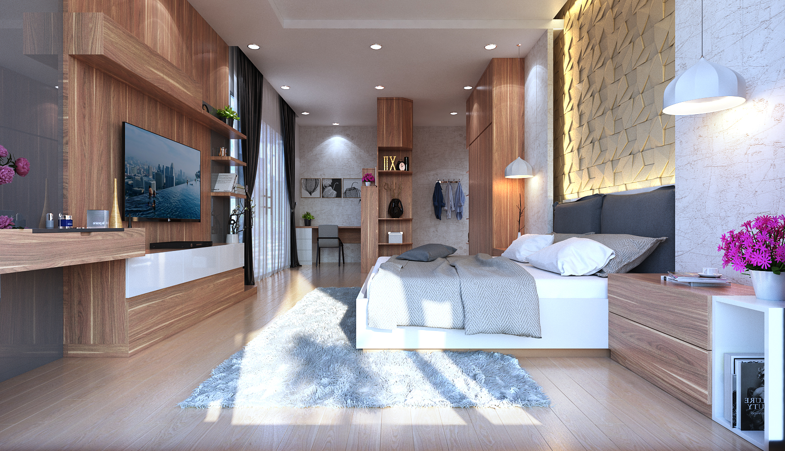 Thiết kế nội thất phòng ngủ hiện đại đơn giản4