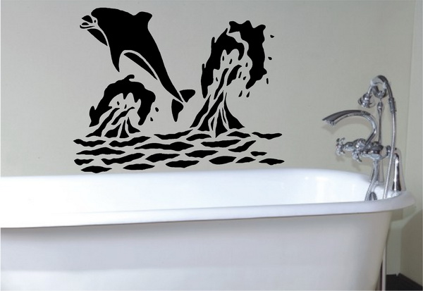 Sáng tạo tường phòng tắm đáng yêu bằng trang trí đồ họa về sinh vật biển2