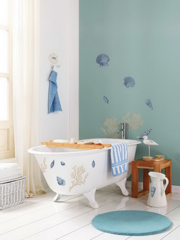 Sáng tạo tường phòng tắm đáng yêu bằng trang trí đồ họa về sinh vật biển3